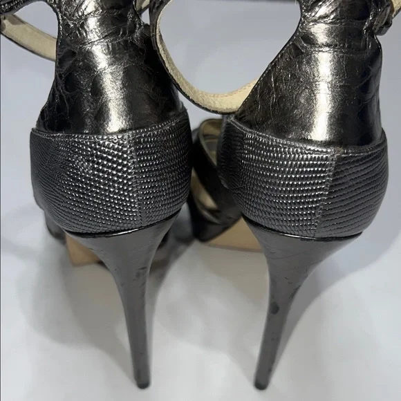 Michael Kors Metallic and Black Strappy Heels - Picture 7 of 13